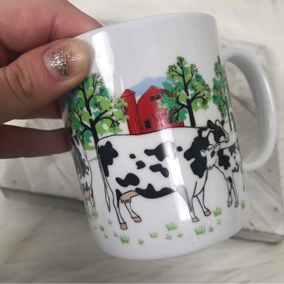 Vintage Farmhouse Cow Print Coffee Mug from 1997 - Picture 6 of 12
